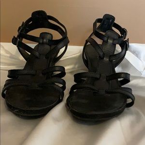 Black wedge sandals